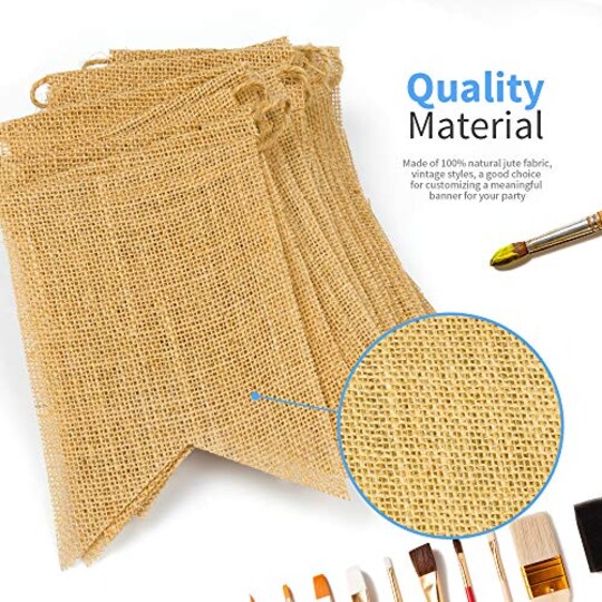LEOBRO; 48 Pcs Burlap Banner, 30 Ft Swallowtail Flag, DIY Decoration for Holidays, Wedding, Camping, Party, New Year Decorations, Merry Christmas Banner, Indoor Christmas Decoration; Category:Banners; Image:1